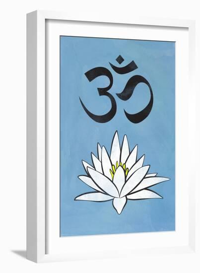 Lotus Meditation AUM Blue Plastic Sign-null-Framed Art Print