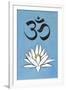 Lotus Meditation AUM Blue Plastic Sign-null-Framed Art Print