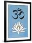 Lotus Meditation AUM Blue Plastic Sign-null-Framed Art Print