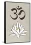 Lotus Meditation AUM Blue White Plastic Sign-null-Framed Stretched Canvas