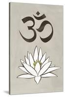 Lotus Meditation AUM Blue White Plastic Sign-null-Stretched Canvas