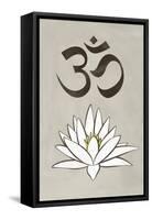 Lotus Meditation AUM Blue White Plastic Sign-null-Framed Stretched Canvas