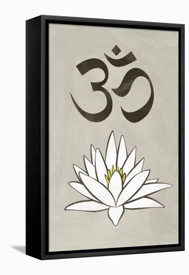 Lotus Meditation AUM Blue White Plastic Sign-null-Framed Stretched Canvas