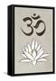 Lotus Meditation AUM Blue White Plastic Sign-null-Framed Stretched Canvas