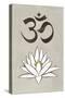 Lotus Meditation AUM Blue White Plastic Sign-null-Stretched Canvas