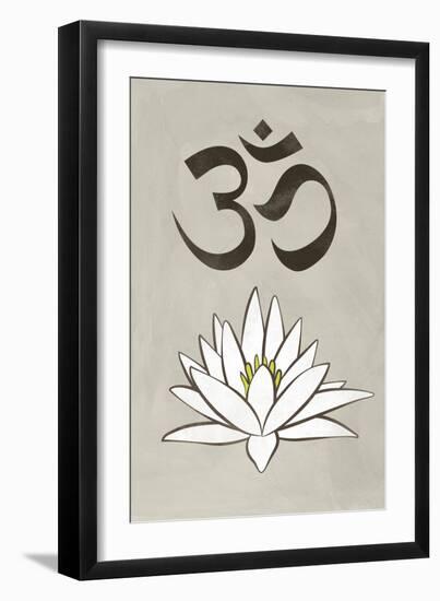 Lotus Meditation AUM Blue White Plastic Sign-null-Framed Art Print