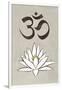 Lotus Meditation AUM Blue White Plastic Sign-null-Framed Art Print