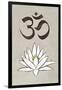 Lotus Meditation AUM Blue White Plastic Sign-null-Framed Art Print