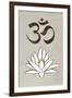 Lotus Meditation AUM Blue White Plastic Sign-null-Framed Art Print