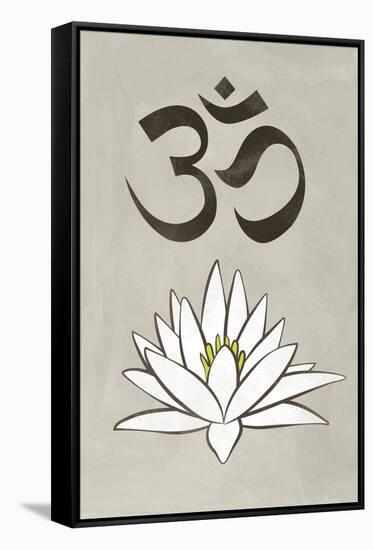 Lotus Meditation AUM Blue White Plastic Sign-null-Framed Stretched Canvas