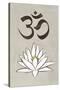 Lotus Meditation AUM Blue White Plastic Sign-null-Stretched Canvas