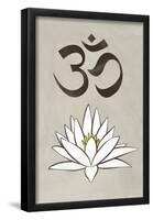 Lotus Meditation AUM Blue White Print Poster-null-Framed Poster