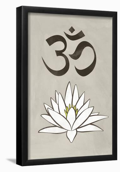 Lotus Meditation AUM Blue White Print Poster-null-Framed Poster