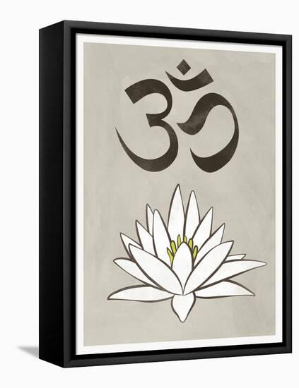 Lotus Meditation AUM Blue White Print Poster-null-Framed Stretched Canvas