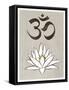 Lotus Meditation AUM Blue White Print Poster-null-Framed Stretched Canvas