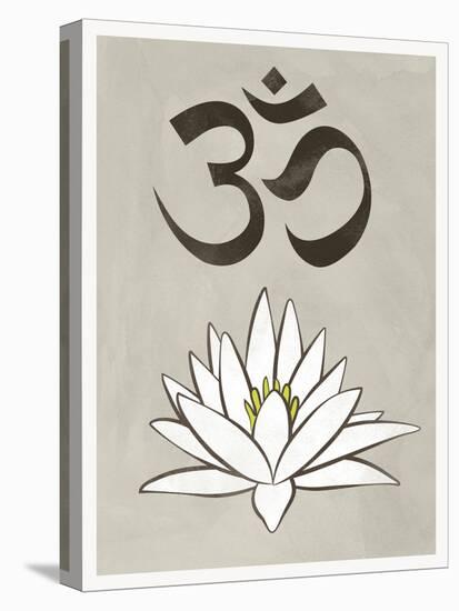 Lotus Meditation AUM Blue White Print Poster-null-Stretched Canvas