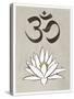 Lotus Meditation AUM Blue White Print Poster-null-Stretched Canvas