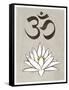 Lotus Meditation AUM Blue White Print Poster-null-Framed Stretched Canvas