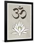 Lotus Meditation AUM Blue White Print Poster-null-Framed Poster