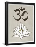 Lotus Meditation AUM Blue White Print Poster-null-Framed Poster