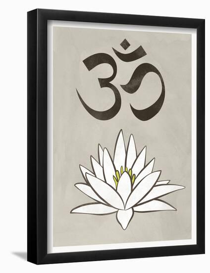 Lotus Meditation AUM Blue White Print Poster-null-Framed Poster