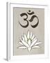 Lotus Meditation AUM Blue White Print Poster-null-Framed Art Print