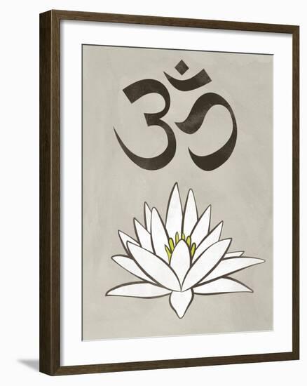 Lotus Meditation AUM Blue White Print Poster-null-Framed Art Print