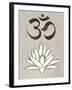 Lotus Meditation AUM Blue White Print Poster-null-Framed Art Print