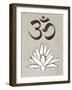 Lotus Meditation AUM Blue White Print Poster-null-Framed Art Print