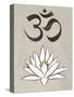 Lotus Meditation AUM Blue White Print Poster-null-Stretched Canvas