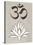 Lotus Meditation AUM Blue White Print Poster-null-Stretched Canvas