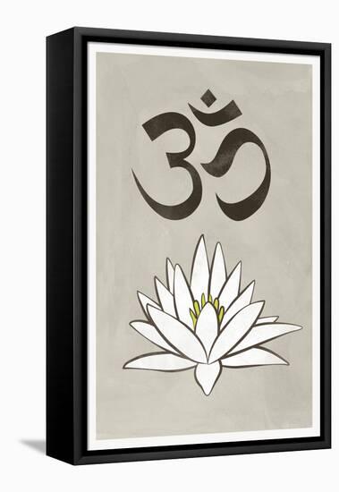 Lotus Meditation AUM Blue White-null-Framed Stretched Canvas