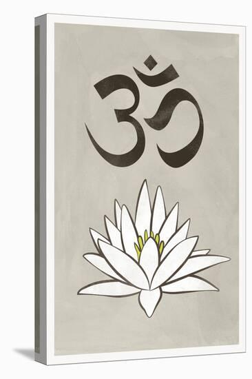 Lotus Meditation AUM Blue White-null-Stretched Canvas