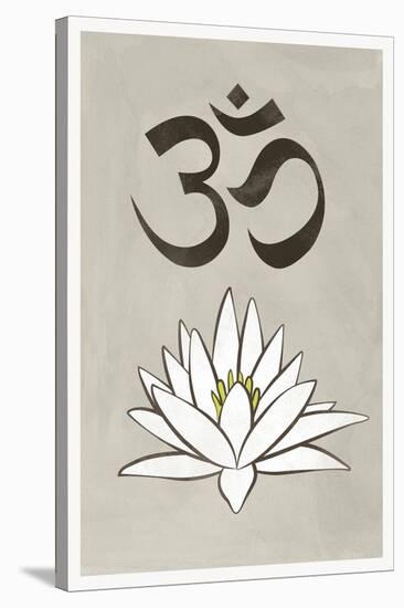 Lotus Meditation AUM Blue White-null-Stretched Canvas