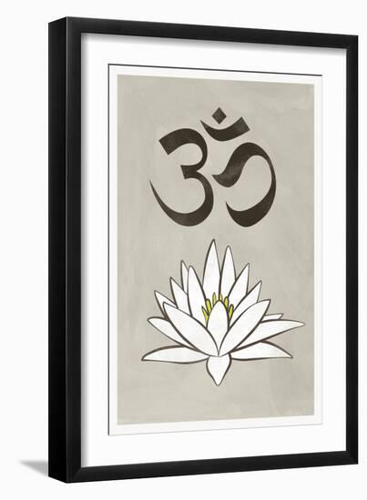 Lotus Meditation AUM Blue White-null-Framed Art Print