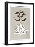 Lotus Meditation AUM Blue White-null-Framed Art Print
