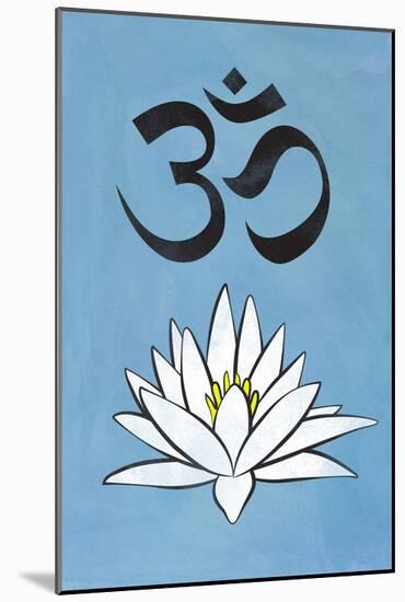 Lotus Meditation AUM Blue-null-Mounted Poster