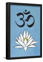 Lotus Meditation AUM Blue-null-Framed Poster