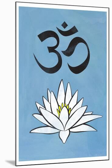 Lotus Meditation AUM Blue-null-Mounted Poster