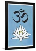 Lotus Meditation AUM Blue-null-Framed Poster