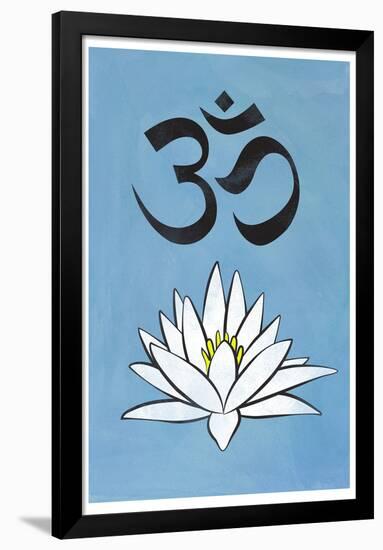 Lotus Meditation AUM Blue-null-Framed Poster