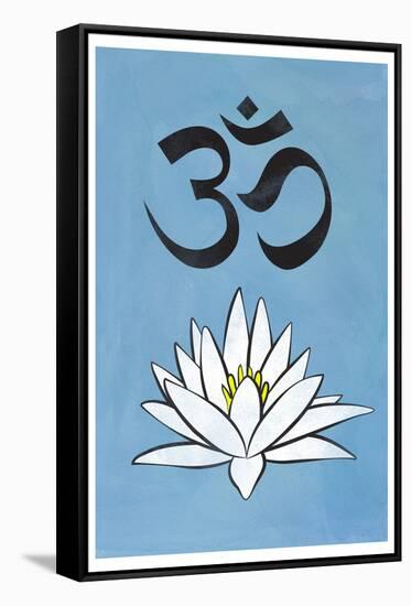 Lotus Meditation AUM Blue-null-Framed Stretched Canvas