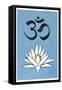 Lotus Meditation AUM Blue-null-Framed Stretched Canvas