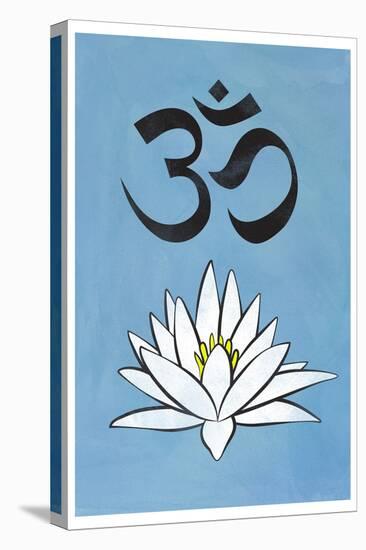 Lotus Meditation AUM Blue-null-Stretched Canvas