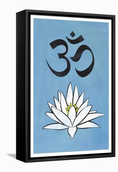 Lotus Meditation AUM Blue-null-Framed Stretched Canvas