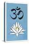 Lotus Meditation AUM Blue-null-Stretched Canvas