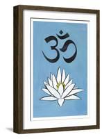 Lotus Meditation AUM Blue-null-Framed Art Print