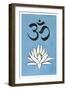 Lotus Meditation AUM Blue-null-Framed Art Print