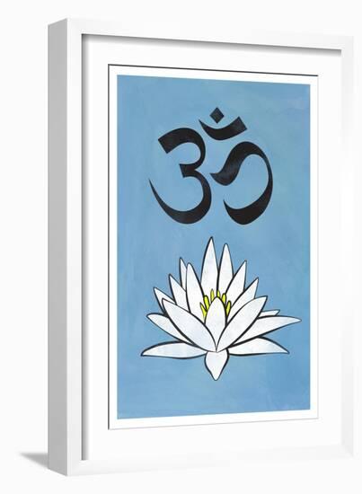 Lotus Meditation AUM Blue-null-Framed Art Print