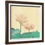 Lotus On The Old Grunge Paper Background-kenny001-Framed Art Print